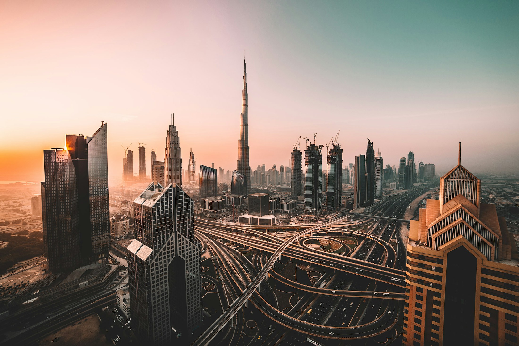 Dubai skyline with the Burj Khalifa and contemporary architecture